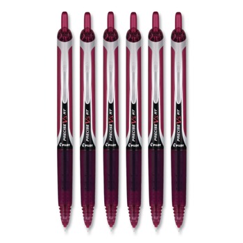 Pilot PIL15137 0.5 mm Extra-Fine Precise V5RT Retractable Roller Ball Pen - Burgundy Ink, Burgundy/Silver Barrel (1-Dozen)