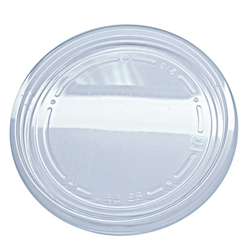 Food Trays, Containers, and Lids | Fabri-Kal 000000000009501020 Recycleware Flat Plug Fit Round Plastic Deli Container Lids - Clear (500/Carton) image number 0