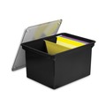 File Folders | Storex 61528U01C 18.5 in. x 14.25 in. x 10.88 in. Plastic Letter/Legal File Tote - Black/Clear image number 2