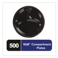  | Chinet 81430 10.25 in. Diameter Heavyweight Plastic 3-Compartment Plates - Black (500/Carton) image number 2