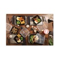Food Trays, Containers, and Lids | Pactiv Corp. DC858100B000 38 oz 8.5 x 8.5 x 3 EarthChoice Vented Dual Color Microwavable Plastic Hinged Lid Container - Black/Clear (150/Carton) image number 5