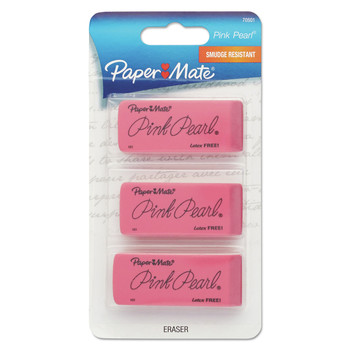 Paper Mate 70501 Pink Pearl Rectangular Block Eraser For Pencil Marks - Large, Pink (3/Pack)