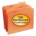 File Folders | Smead 12534 0.75 in. Expansion Reinforced 1/3-Cut Top Tab Colored File Folders - Letter Size/Orange (100/Box) image number 1