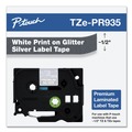 Tapes | Brother TZEPR935 0.47 in. x 26.2 ft. TZe Premium Laminated Tape - White on Silver image number 3