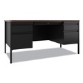 Office Desks & Workstations | Hirsh Industries 22654 60 in. x 30 in. x 29.5 in. Left and Right-Hand Pedestals: Box/File Drawer Format Teachers Pedestal Desks - Walnut/Black image number 0