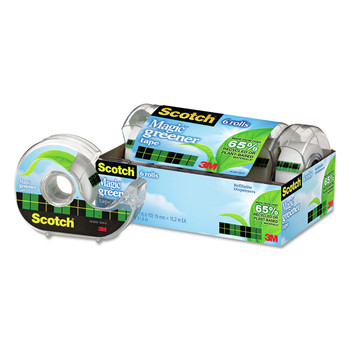 Scotch 6123 0.75 in. x 50 ft. 1 in. Core Magic Greener Tape with Dispenser - Clear (6/Pack)
