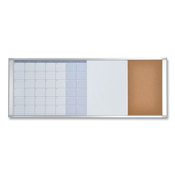MasterVision XA429993700 48 in. x 18 in. Lacquered Steel Surface Aluminum Frame Magnetic Calendar Combo Board - White