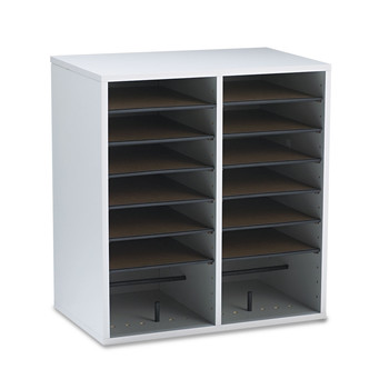 Safco 9422GR 16 Compartments 19.5 in. x 11.75 in. x 21 in. Wood/Laminate Literature/CD Sorter - Gray Wood