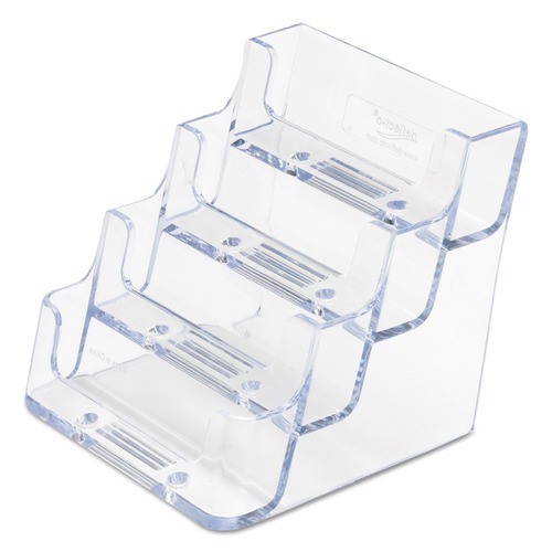 Desktop Organizers | Deflecto 70841 3.94 in. x 3.5 in. x 3.75 in. Plastic 4-Pocket Business Card Holder - Clear image number 0