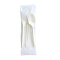 Cutlery | Boardwalk BWK3COMBOKITPP 6.97 in. Plastic Mediumweight Fork/Knife/Spoon 3-Piece Cutlery Kit - White (250/Carton) image number 1