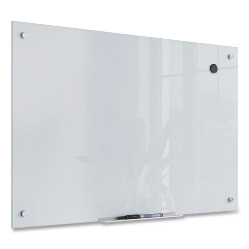 White Boards | U Brands 3970U00-01 35 in. x 23 in. Magnetic Glass Dry Erase Board Value Pack - Frosted White image number 0