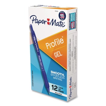 Paper Mate 2102161 1 mm Bold Profile Retractable Gel Pen - Blue Ink, Translucent Blue Barrel (1-Dozen)