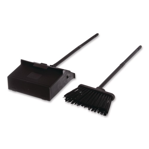Cleaning Tools | Carlisle 36141503 11.8w x 36h Duo-Pan Upright Dust Pan and Broom with 24.5 in. Handle - Black image number 0