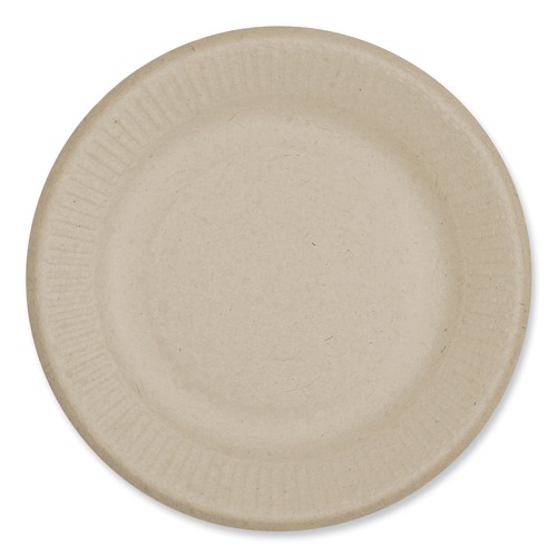 Bowls and Plates | World Centric PL-SC-U6-LFS 6.1 in. Diameter Ripple Edge Paper Fiber Plates - Natural (1000/Carton) image number 0