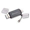 Office Electronics & Batteries | Verbatim 49301 64 GB Store 'n' Go Dual USB 3.0 Flash Drive for Apple Lightning Devices - Graphite image number 1