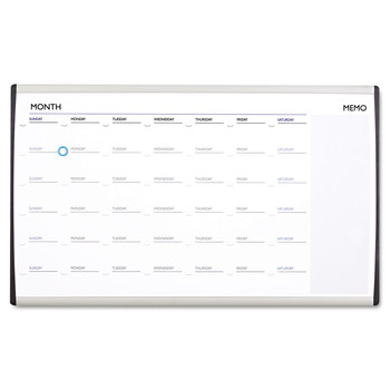 Quartet ARCCP3018 30 in. x 18 in. ARC Frame Cubicle Monthly Planning/Scheduling Calendar Board - White Magnetic Surface/Satin Aluminum Frame