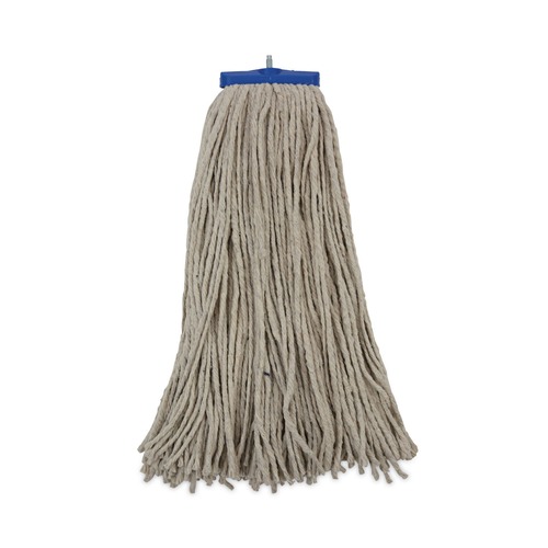 Mops | Boardwalk BWKCM22024 24 oz. Lie-Flat Head Cotton Fiber Mop Heads - White (12/Carton) image number 0