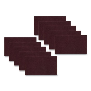 Boardwalk 7100151257 28 in. x 14 in. Deep Scrub Pads - Maroon (10/Carton)