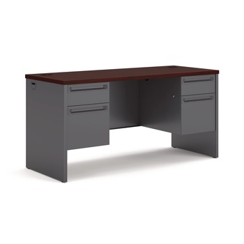 HON H38852.N.S 38000 Series 60 in. x 24 in. x 29.5 in. Kneespace Credenza - Mahogany/Charcoal
