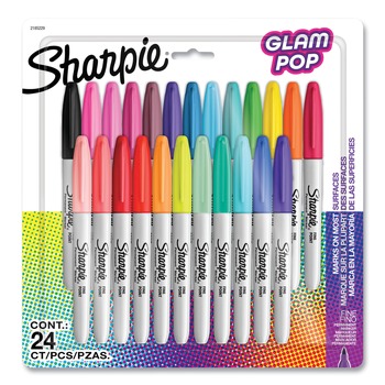 Sharpie 2185229 Fine Tip Permanent Markes - Assorted 80s Glam Colors (24/Pack)