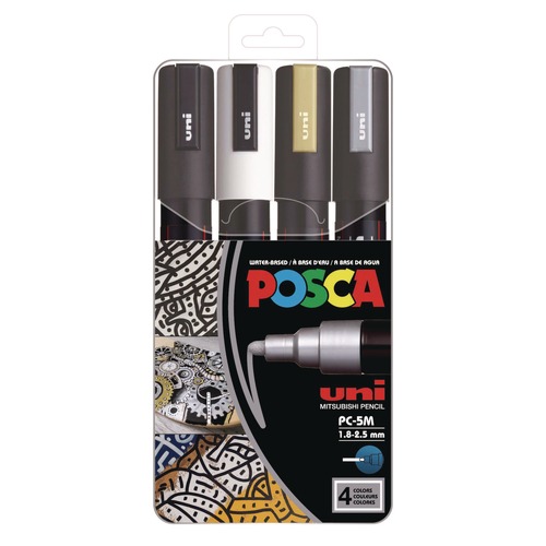 Back to School Sale | uni-ball PC5M4C Medium Bullet Tip Water-Based Paint Markers - Assorted Colors (4/Set) image number 0