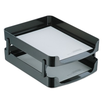 PRODUCTS | Officemate 22236 2200 Series 10.25 in. x 13.63 in. x 2 in. Front-Loading Letter Size Desk Tray - Black (2/Set)