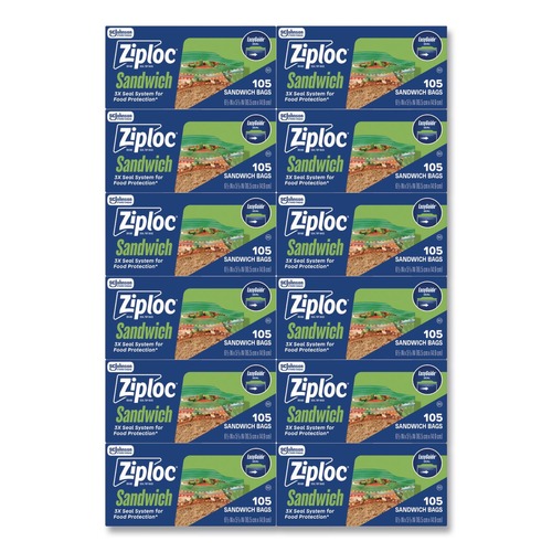 Food Service | Ziploc 383211 6.5 in. x 5.88 in. Resealable Sandwich Bags - Clear (1080/Carton) image number 0