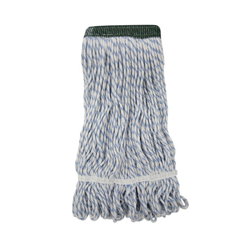  | Boardwalk BWK552 Rayon/Polyester Wide Floor Finish Mop Head - Medium, White/Blue (12/Carton) image number 0