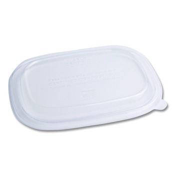 World Centric CTLCS3 8.8 in. x 6.9 in. x 0.8 in. Plastic PLA Lids for Fiber Containers - Clear (400/Carton)