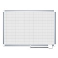 White Boards | MasterVision MA0593830 48 in. x 36 in. 2 in. x 3 in. Cells Gridded Magnetic Steel Dry Erase Project Planning Board - White Surface/Satin Aluminum Frame image number 0