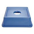 Trash & Waste Bins | Rubbermaid Commercial FG279100DBLUE Untouchable 20-1/8 in. x 20-1/8 in. Bottle and Can Recycling Lid - Blue image number 1