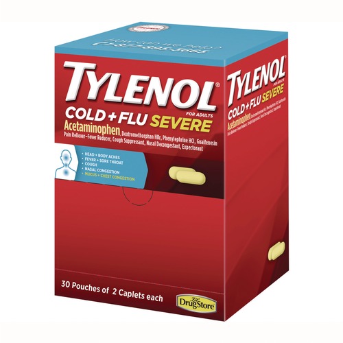 Safety & First Aid | Tylenol 64568 Cold and Flu Severe Caplets (30/Box) image number 0