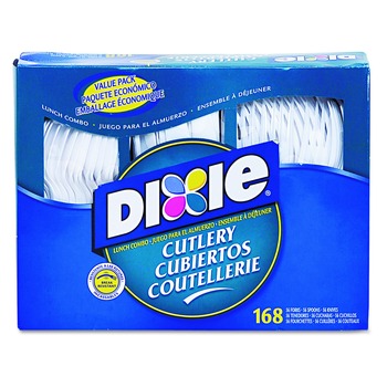 Dixie CM168 Tray with Plastic Forks/Knives/Spoons Combo Pack - White (168/Box)