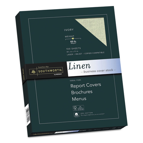 Copy & Printer Paper | Southworth Z560CK 8.5 in. x 11 in. 65 lbs. Cover Weight 25% Cotton Linen Cover Stock (100/Box) image number 0