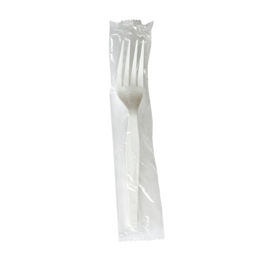 Cutlery | Boardwalk BWKFORKWHPSIW Heavyweight Wrapped Polystyrene Fork Cutlery - White (1000/Carton) image number 0