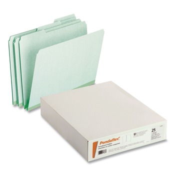 Pendaflex 17167 1/3-Cut Tabs Assorted Letter Size 1 in. Expansion Pressboard Expanding File Folders - Green (25/Box)