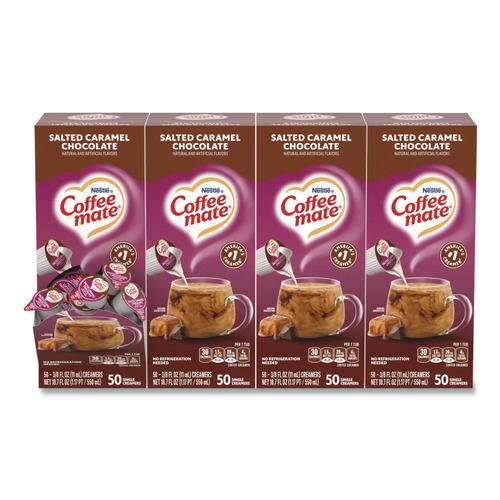 Condiments | Coffee-Mate 12314294 0.38 oz Mini Cups Liquid Coffee Creamer - Salted Caramel Chocolate (200/Carton) image number 0