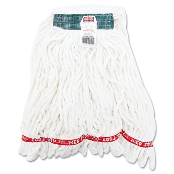 Rubbermaid Commercial FGA21206WH00 Web Foot Shrinkless Looped-End Cotton/Synthetic Wet Mop Head - Medium, White (6/Carton)