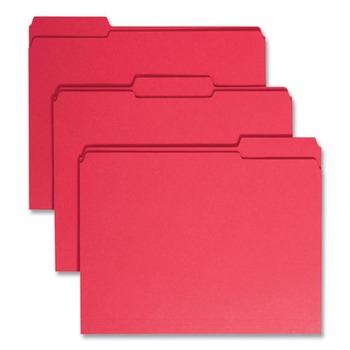 Smead 12734 0.75 in. Expansion Reinforced 1/3-Cut Top Tab Colored File Folders - Letter Size/Red (100/Box)