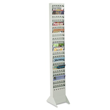 STORAGE AND ORGANIZATION | Safco 4322GR 10 in. x 4 in. x 65.5 in. 23 Compartments Steel Magazine Rack - Gray