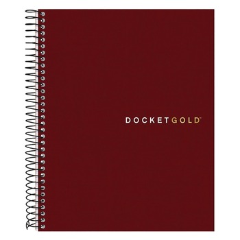 TOPS 63754 (70) 8.5 in. x 6.75 in. Sheets Project-Management Format with Narrow Ruling Docket Gold Planner - Black Paperboard Cover