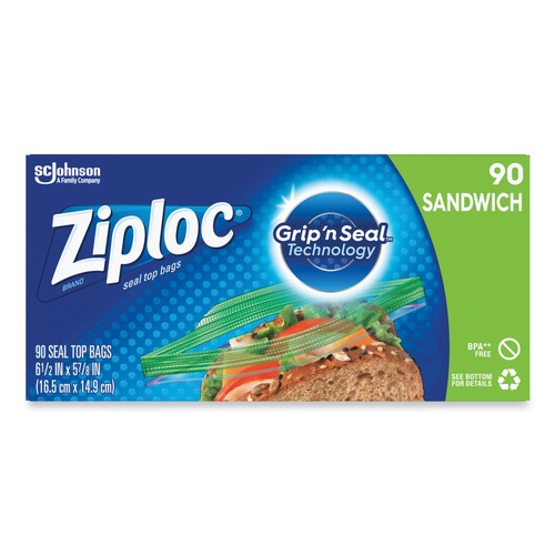 Food Service | Ziploc 383211 6.5 in. x 5.88 in. Resealable Sandwich Bags - Clear (1080/Carton) image number 0