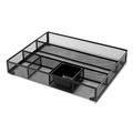 Desktop Organizers | Universal UNV20021 15 in. x 11.88 in. x 2.5 in. 6 Compartments Metal Mesh Drawer Organizer - Black image number 4
