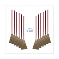 Brooms | Boardwalk BWK951TCT Corn Fiber Lobby/Toy Broom with 39 in. Wood Handle - Red/Yellow (12/Carton) image number 2