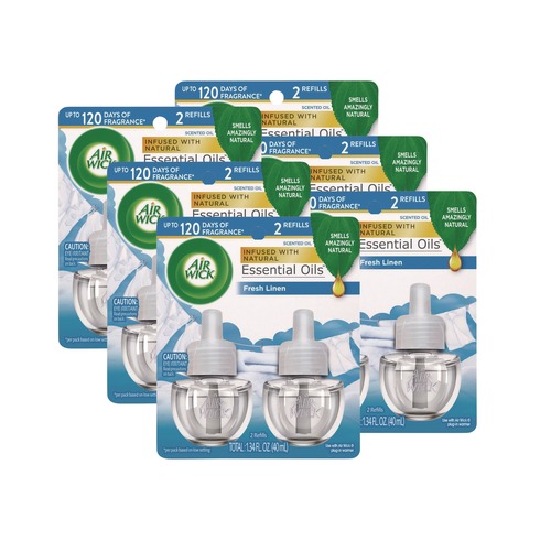 Odor Control | Air Wick 62338-82291 0.67 oz. Scented Oil Twin Refill - Fresh Linen (6/Carton) image number 0