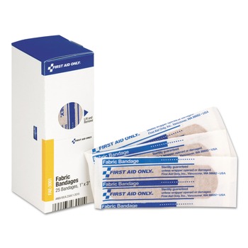  | First Aid Only FAE-3001 1 in. x 3 in. SmartCompliance Fabric Bandages (25/Box)