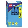 Highlighters | Avery 24016 HI-LITER Desk-Style Chisel Tip Highlighters - Fluorescent Blue Ink/Black Barrel (1-Dozen) image number 0