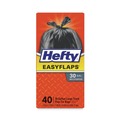 Trash Bags | Hefty PAC E27744 Easy Flaps 30 in. x 33 in. 30-Gallon 0.85 mil. Trash Bags - Black (40/Box) image number 0