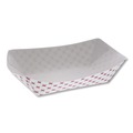 Food Trays, Containers, and Lids | Pactiv Corp. D3T 7.75 in. x 5.1 in. x 2.1 in. 3 lbs. Paperboard Food Tray - Red/White (500/Carton) image number 1