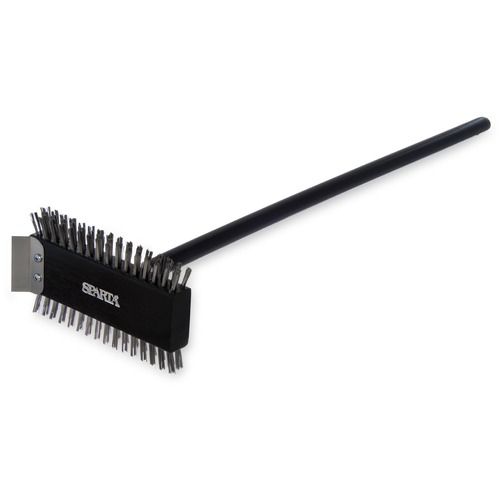 Food Service | Carlisle 4029000 Sparta Broiler Master Grill Brush and Scraper with 30.5 in. Black Wood Handle image number 0